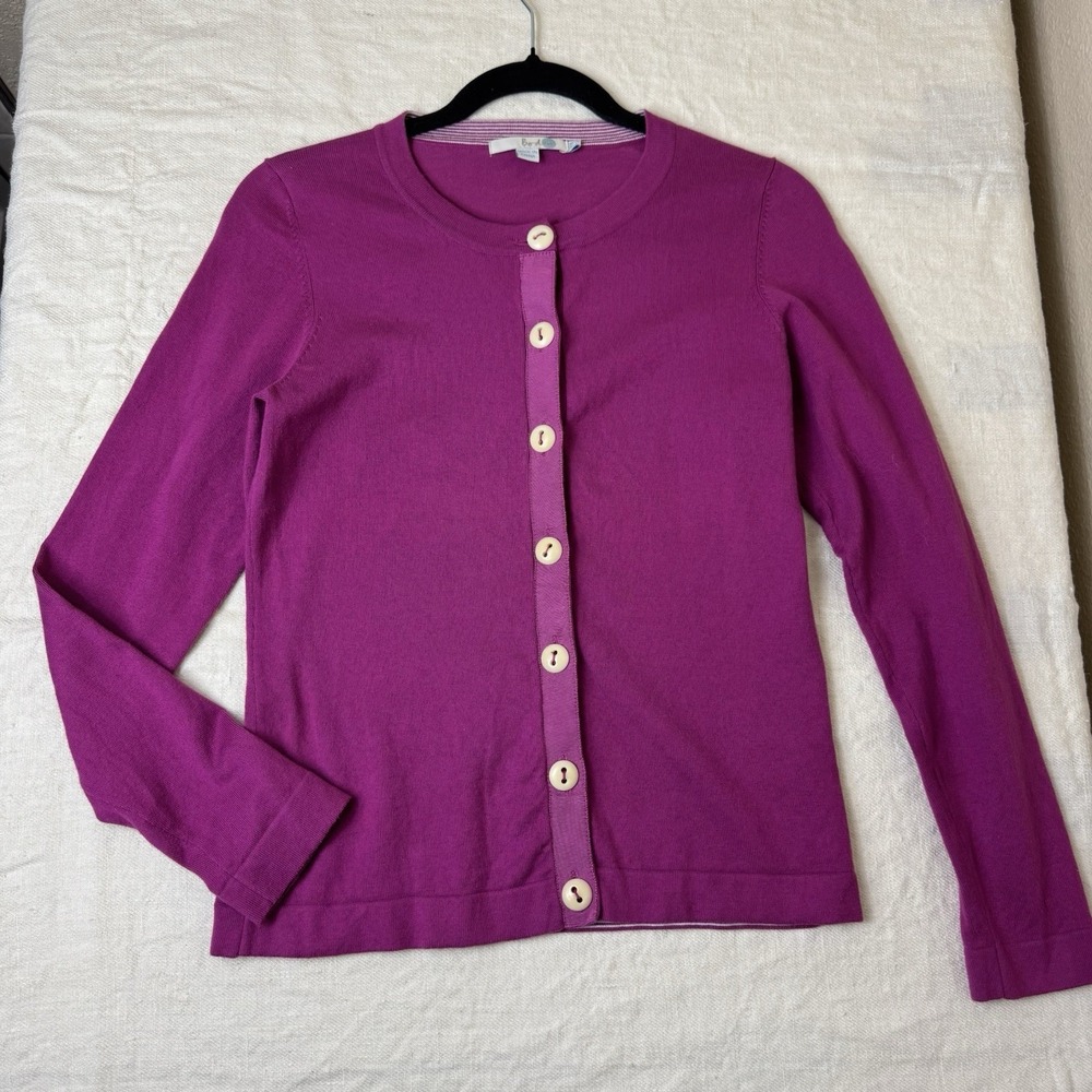 Boden Women's Cardigan Magenta Pink Cotton Size 6 Lightweight Sweater Preppy